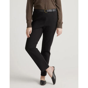 Quince Petite Ponte Straight Leg 4-Pocket Pant BLK 26" M